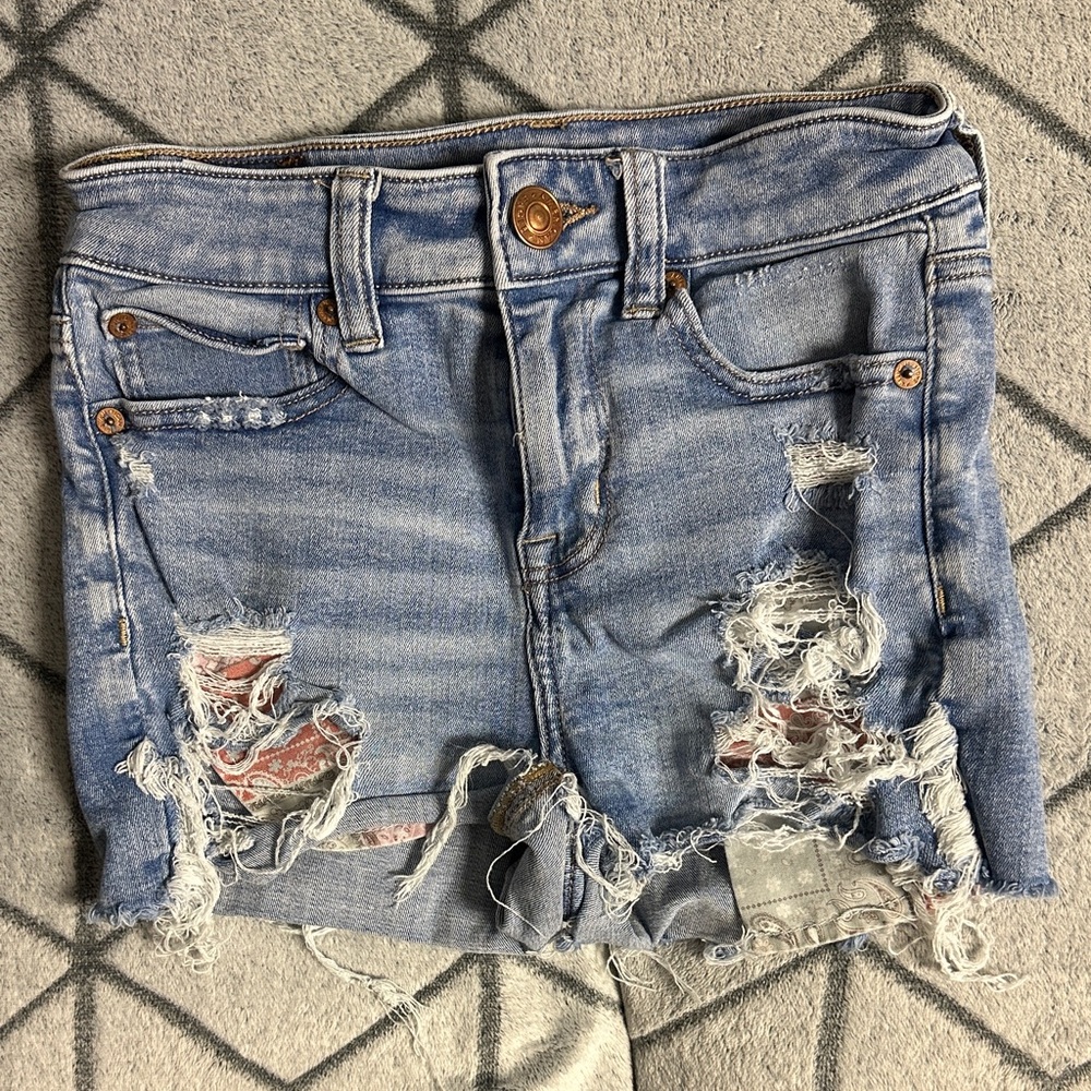 American Eagle Outfitters Light Blue Distressed Shorts